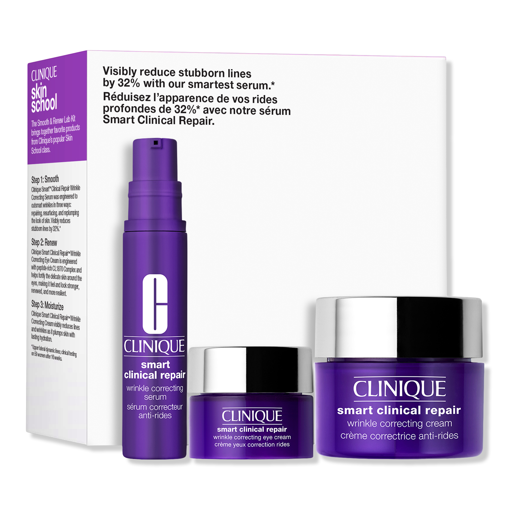 Clinique Skin School Supplies: Smooth + Renew Lab Anti-Aging Skincare Set #1