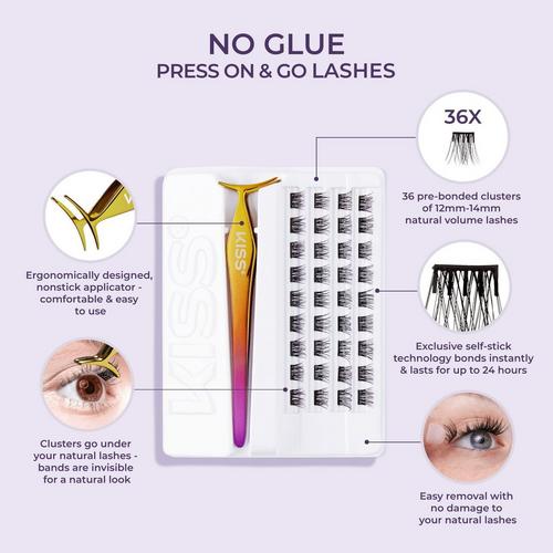 Kiss imPRESS PressOn Falsies Eyelash Clusters, Natural 6