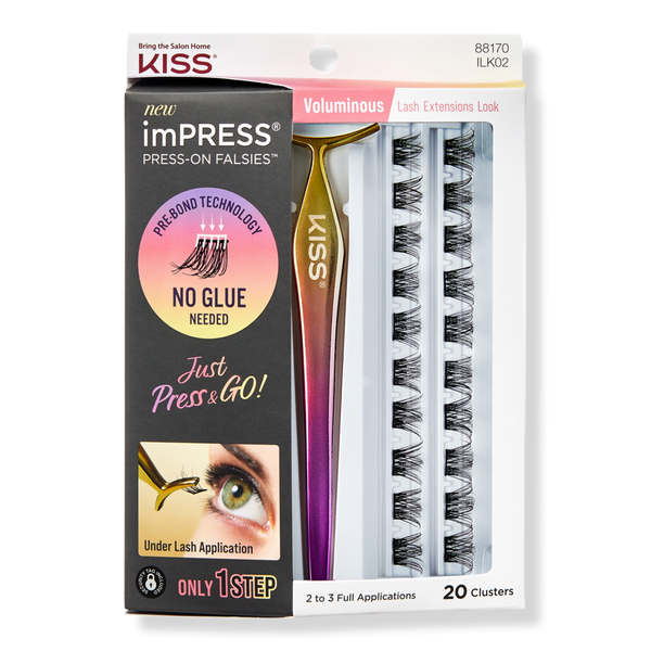 Kiss imPRESS Press-On Falsies Eyelash Clusters, Voluminous #1