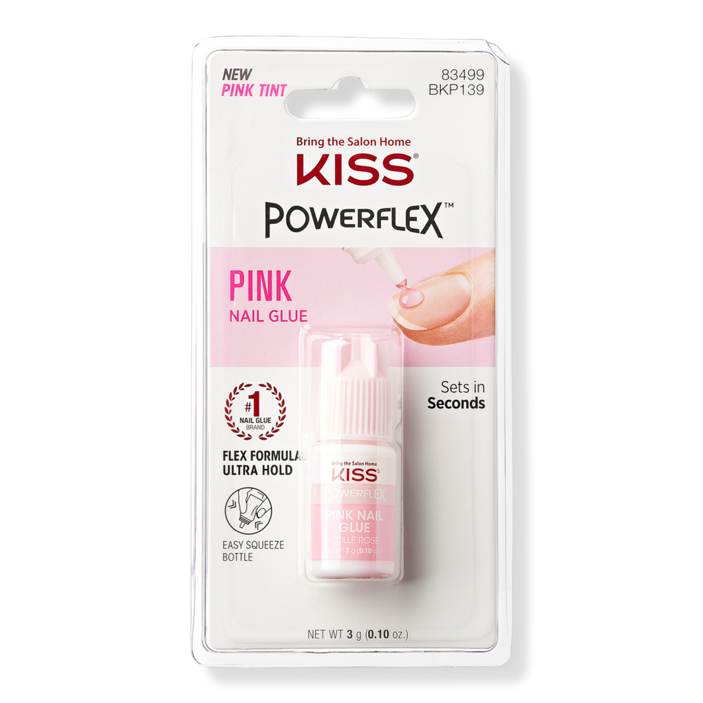 KISS PowerFlex Pink Nail Glue for Press On Nails, Ultra Hold Flex Formula  Nail Adhesive, Includes One Bottle 3g (0.10 oz.) with Twist-Off Cap &  Nozzle