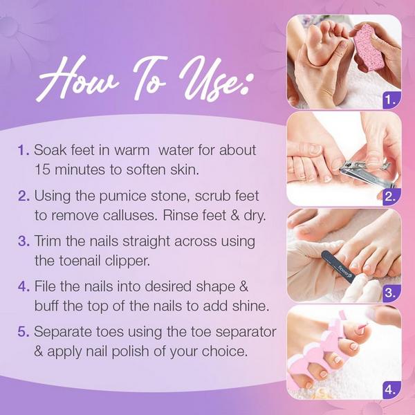 Flowery Pro Pedicure Kit - Trim, Shape, Smooth & Shine #6