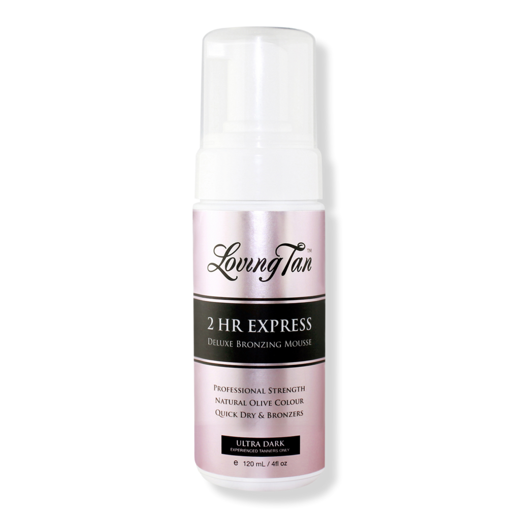 Loving Tan 2 HR Express Mousse, Dark- Streak Free, Natural looking,  Professional Strength Sunless Tanner - Up to 5 Self Tan Applications per  Bottle