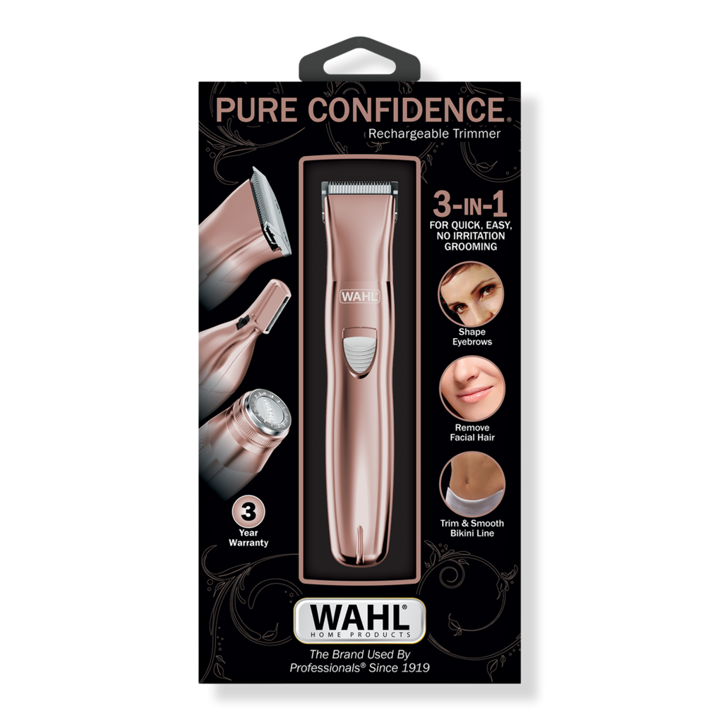 Wahl Pure Confidence - Maquinilla de afeitar eléctrica recargable,  recortadora, afeitadora y peluquera para mujeres con 3 cabezales  intercambiables