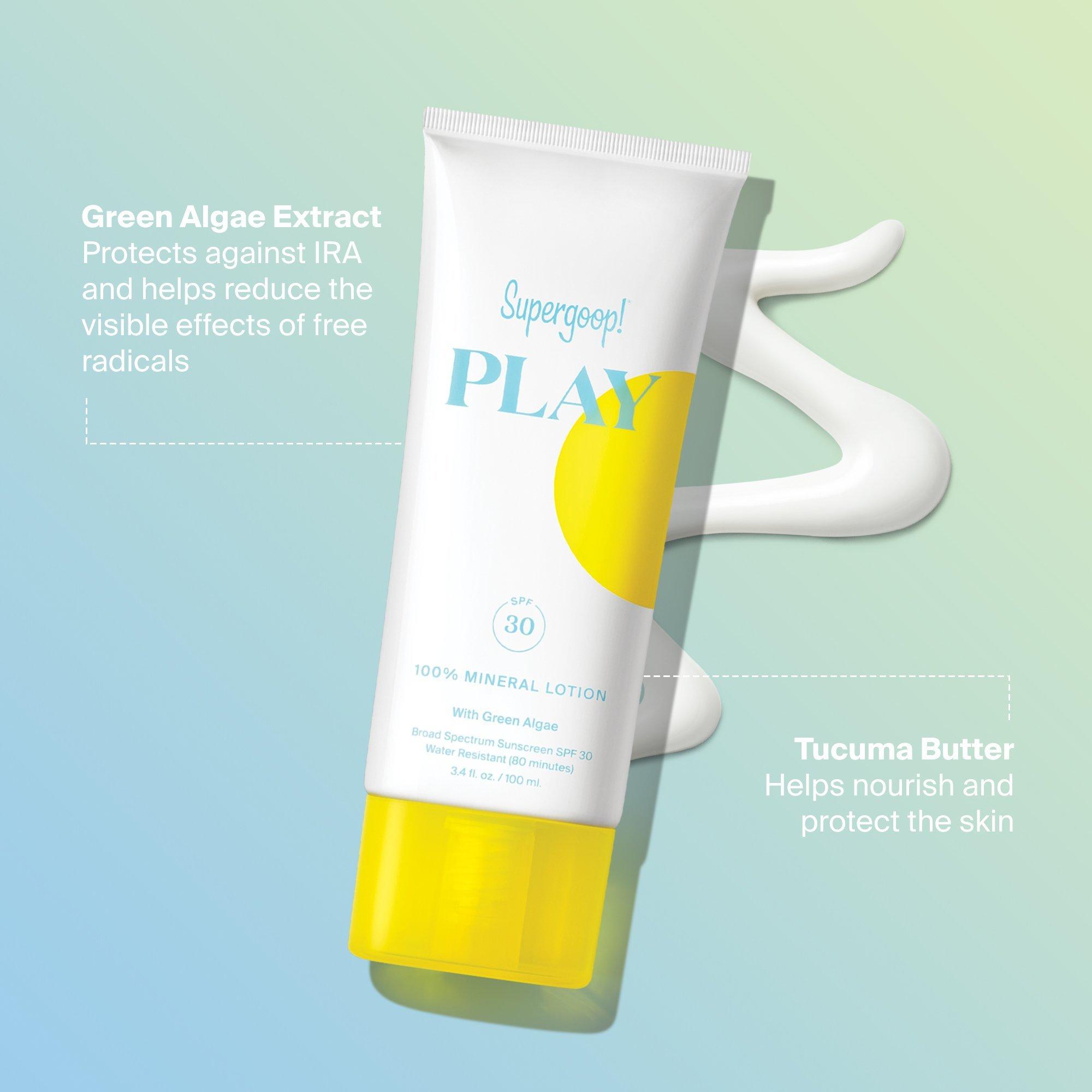 Минеральный солнцезащитный лосьон Supergoop! Play с зелёными водорослями, SPF 30 — фото 3