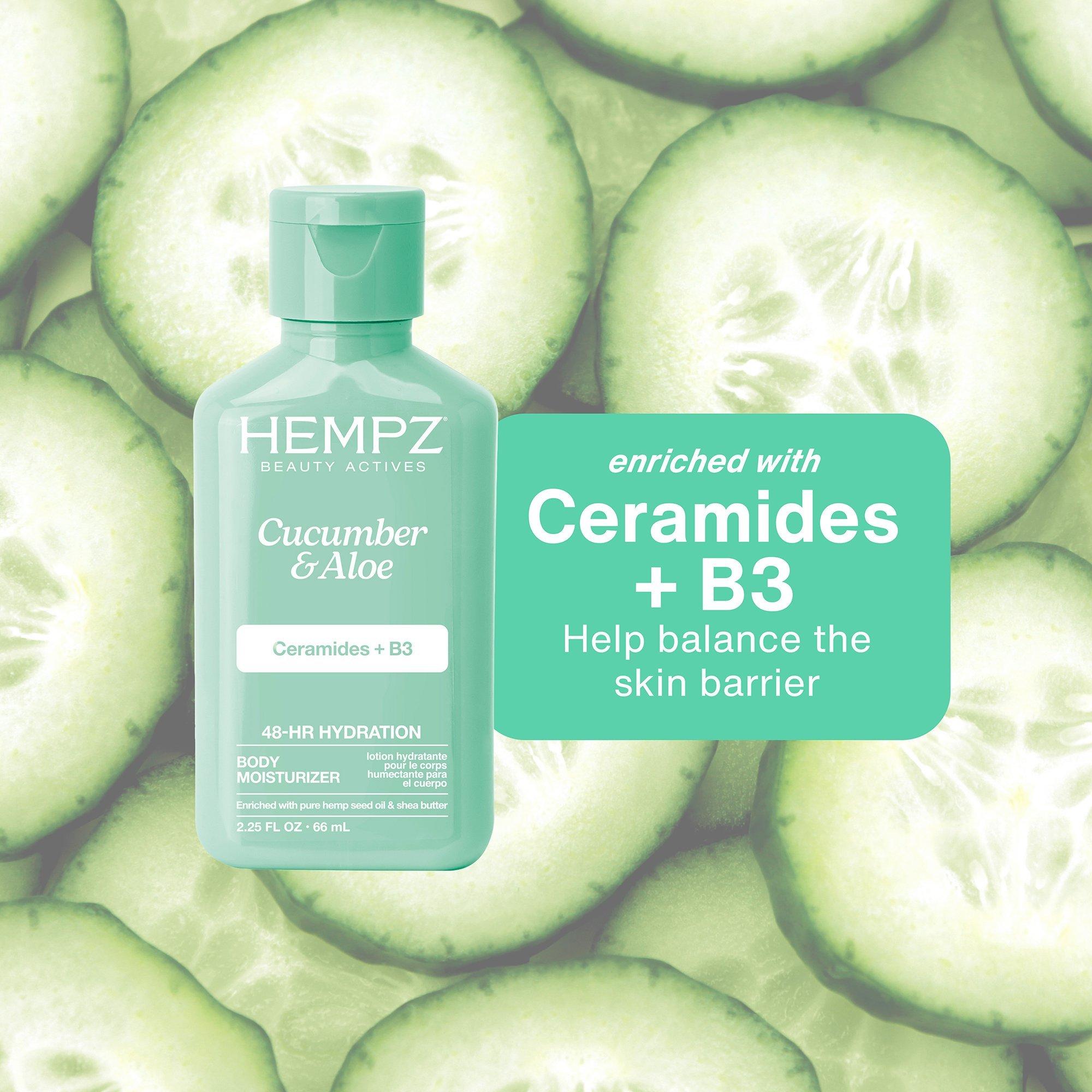 Увлажняющее средство для тела Hempz с огурцом и алоэ, с керамидами и витамином B3 — фото 4