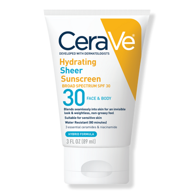 CeraVe Hydrating Sheer Sunscreen SPF 30 Face & Body Lotion