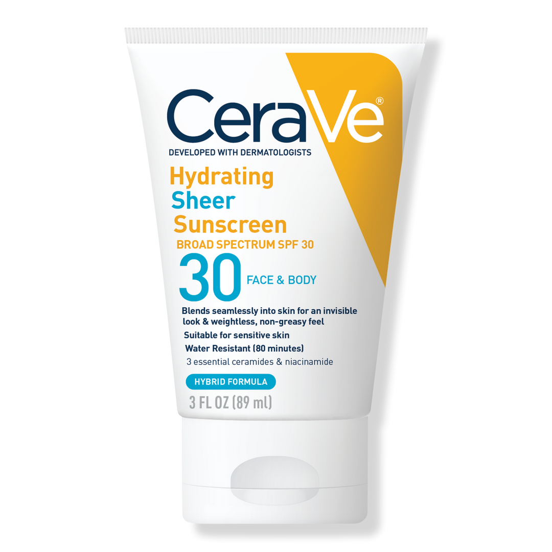 CeraVe Hydrating Sheer Sunscreen Face and Body Lotion with SPF 30 #1