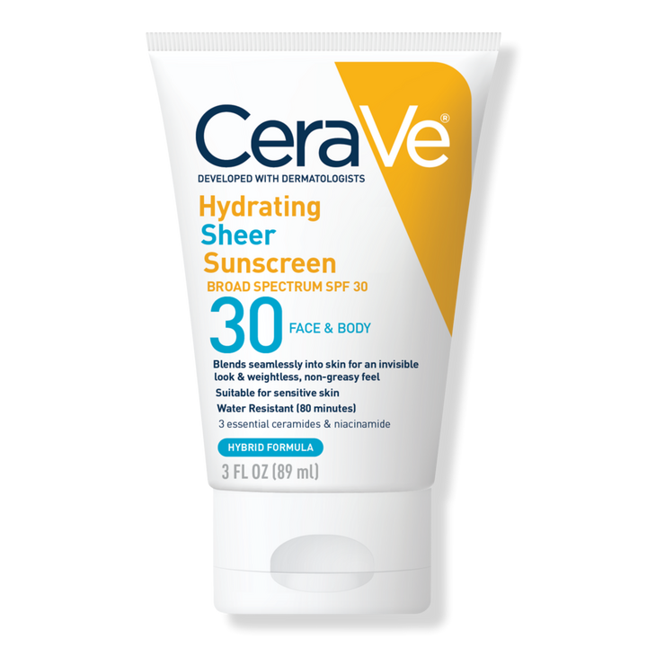CeraVe Hydrating Sheer Sunscreen Lotion for Face and Body SPF 30 #1