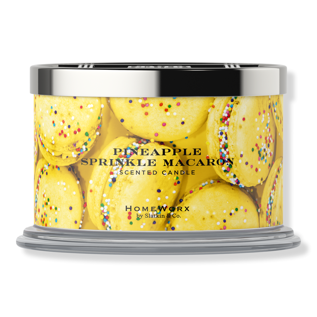 HomeWorx Pineapple Sprinkle Macaron 4-Wick Scented Candle #1