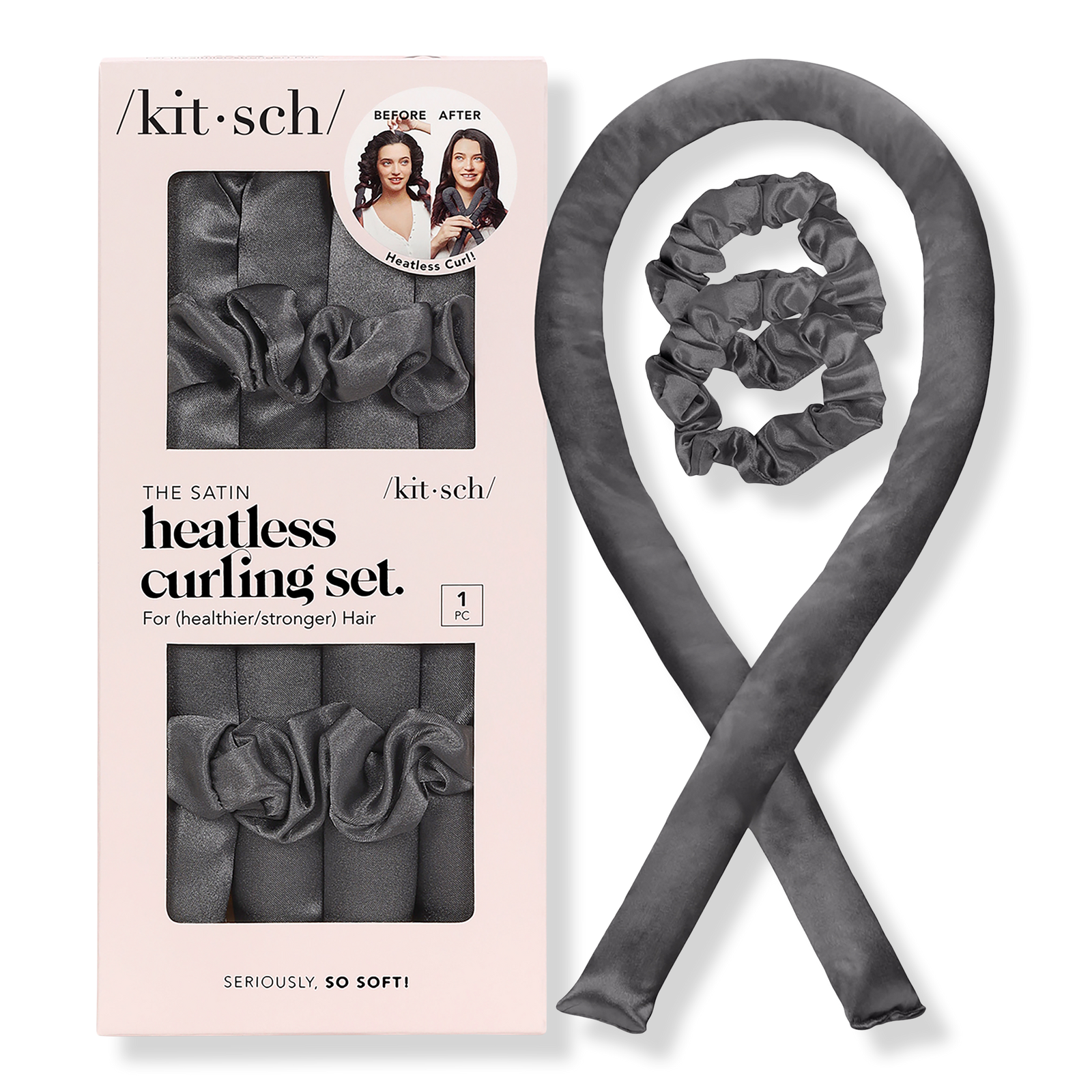 Charcoal Satin Heatless Curls