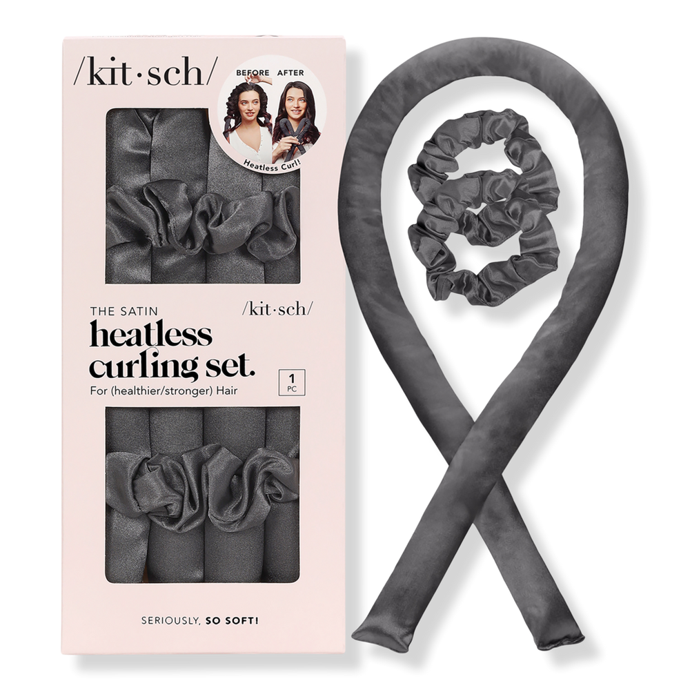 Kitsch Satin Heatless Curling Set - Charcoal In Gray