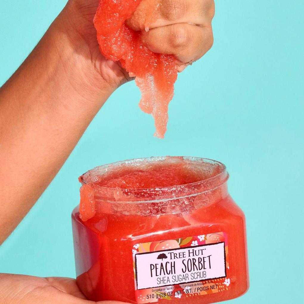 Tree Hut Peach Sorbet Shea Sugar Scrub, 18 oz, Ultra Hydrating and  Exfoliating Scrub for Nourishing Essential Body Care