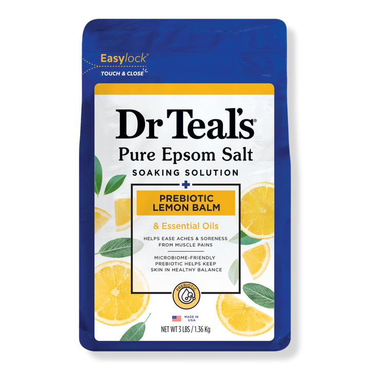Dr Teal's Pure Epsom Salt Soak, Prebiotic Lemon Balm with Essential Oil Blend #1