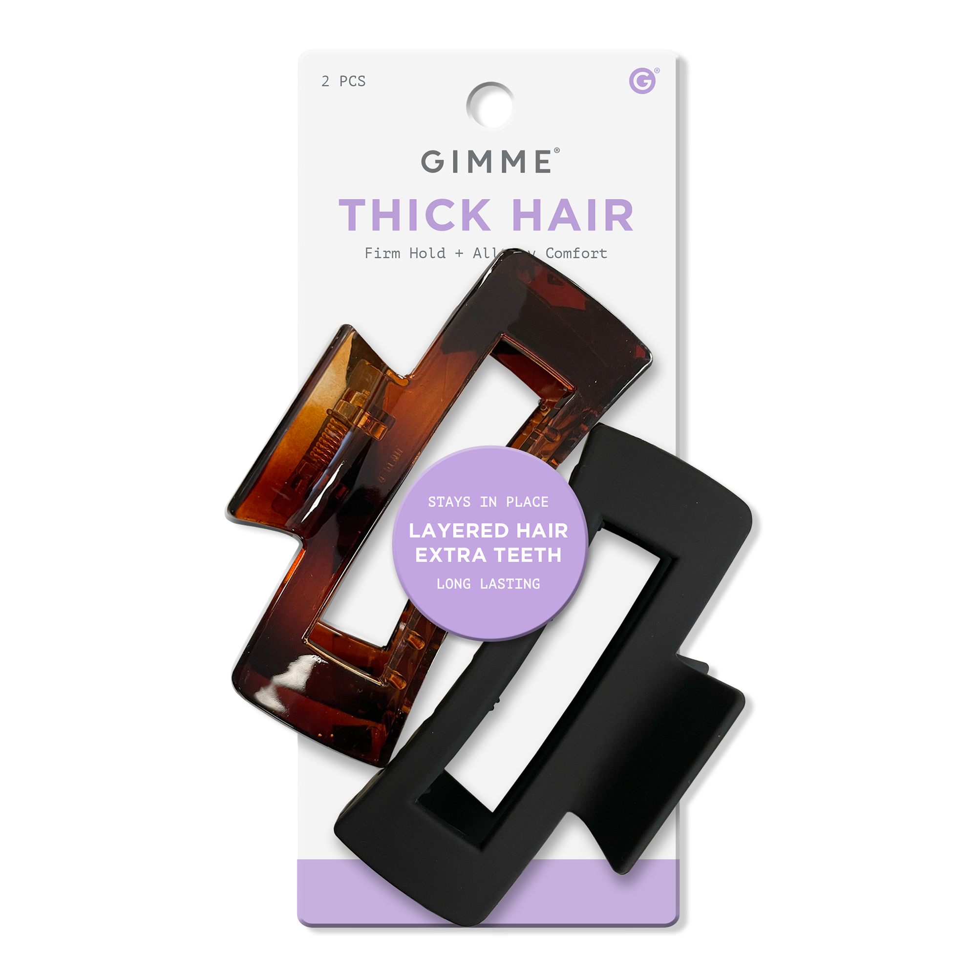 GIMME beauty Thick Hair - Black & Tortoise Claw Clips #1