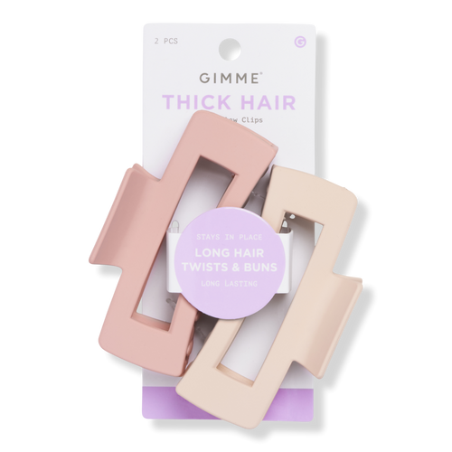Thick Hair - Tan & Pink Rectangular Claw Clips
