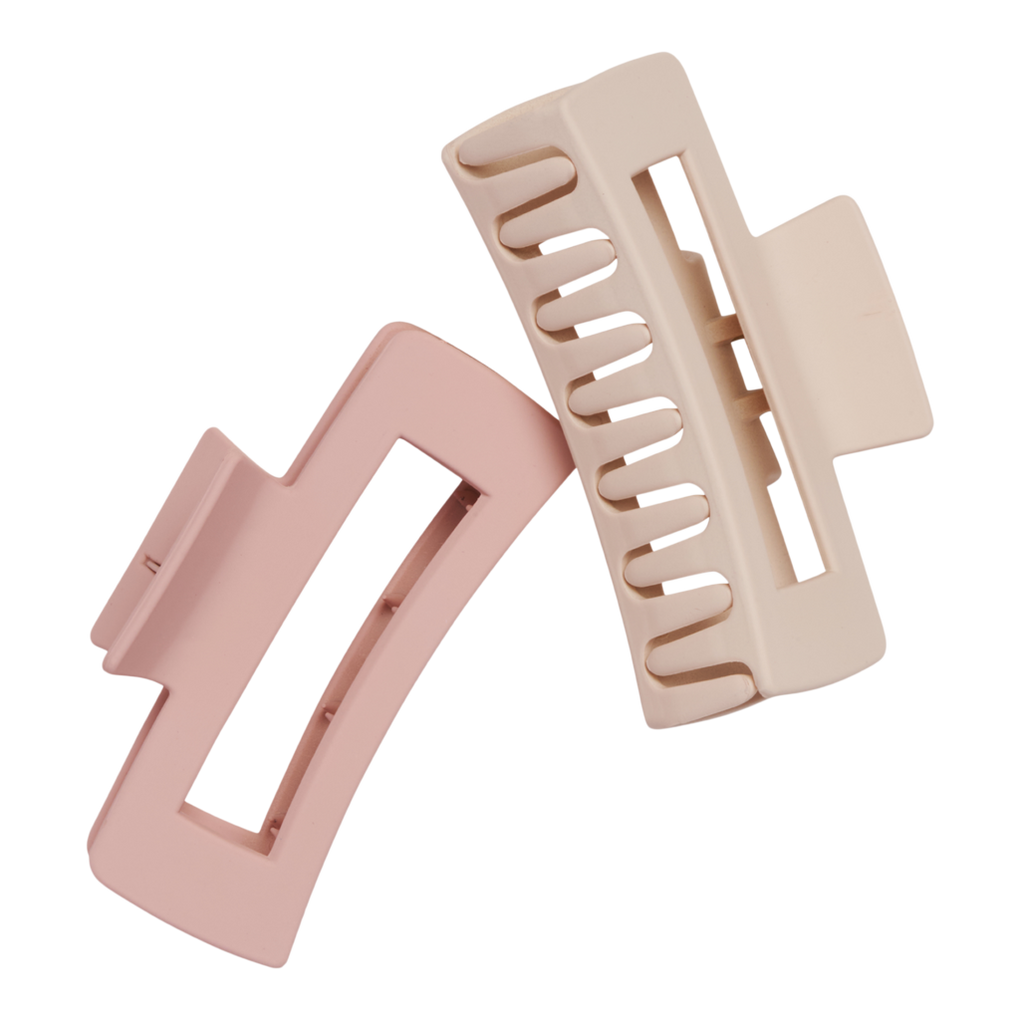 Gimme Beauty Thick Hair - Tan & Pink Rectangular Claw Clips