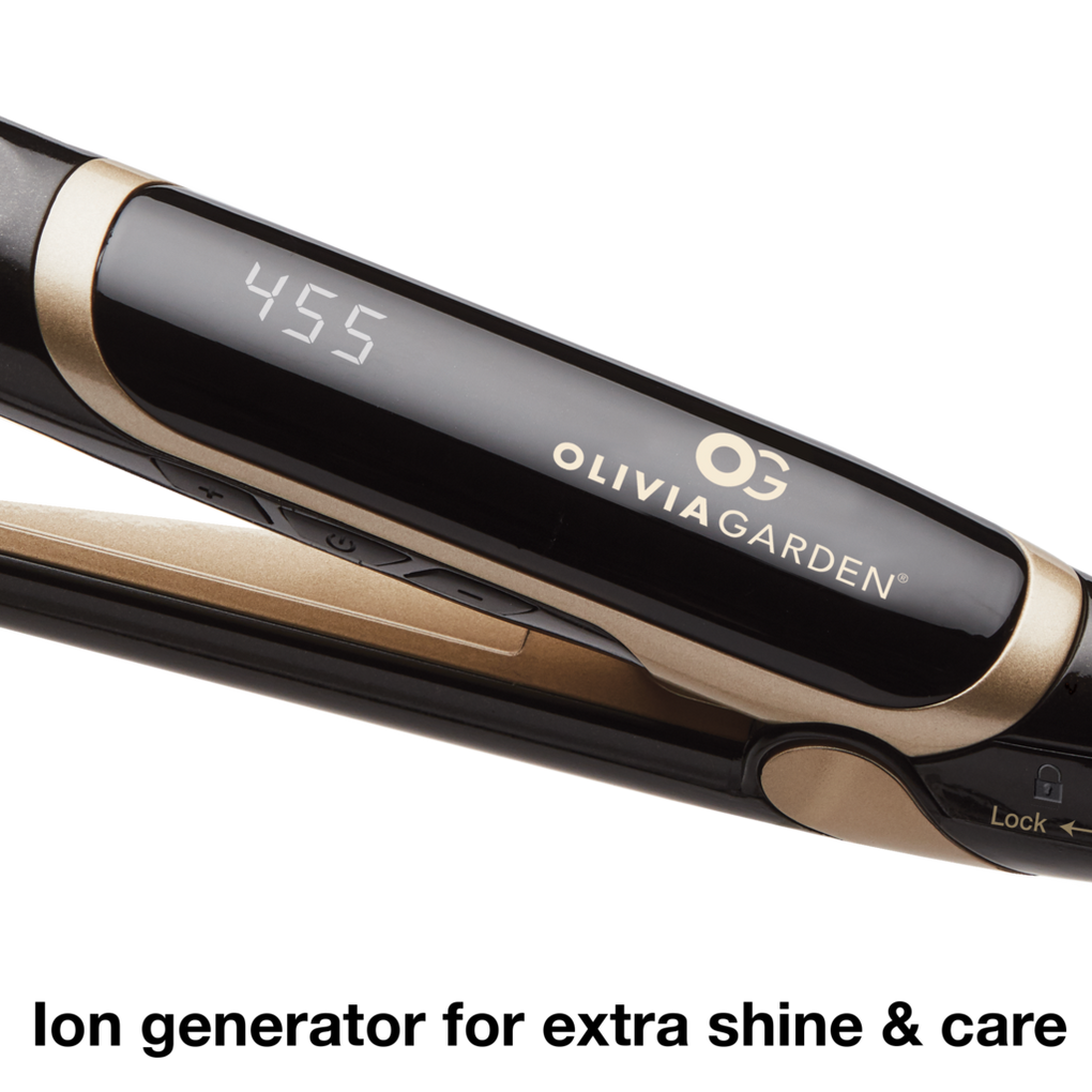 Olivia Garden Titanium + Ion 1 inch High Performance Titanium Professional  Flat Iron Dual Voltage with Heat Resistant Heat Mat. Ultra Smooth 