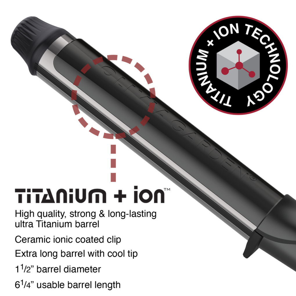 Olivia Garden Titanium + Ion High Performance Professional Curling Iron  Dual Voltage with Heat Resistant Heat Mat/Pouch and 1 Limited Edition