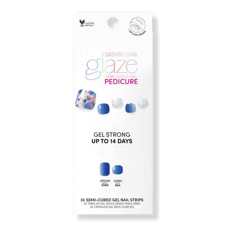 Dashing Diva Surfer Blue Glaze Semi-Cured Gel Art Pedicure #1
