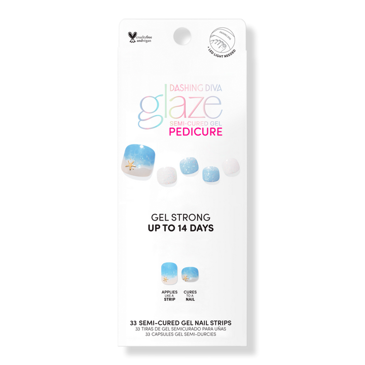 Dashing Diva Blue Starfish Glaze Semi-Cured Gel Art Pedicure #1
