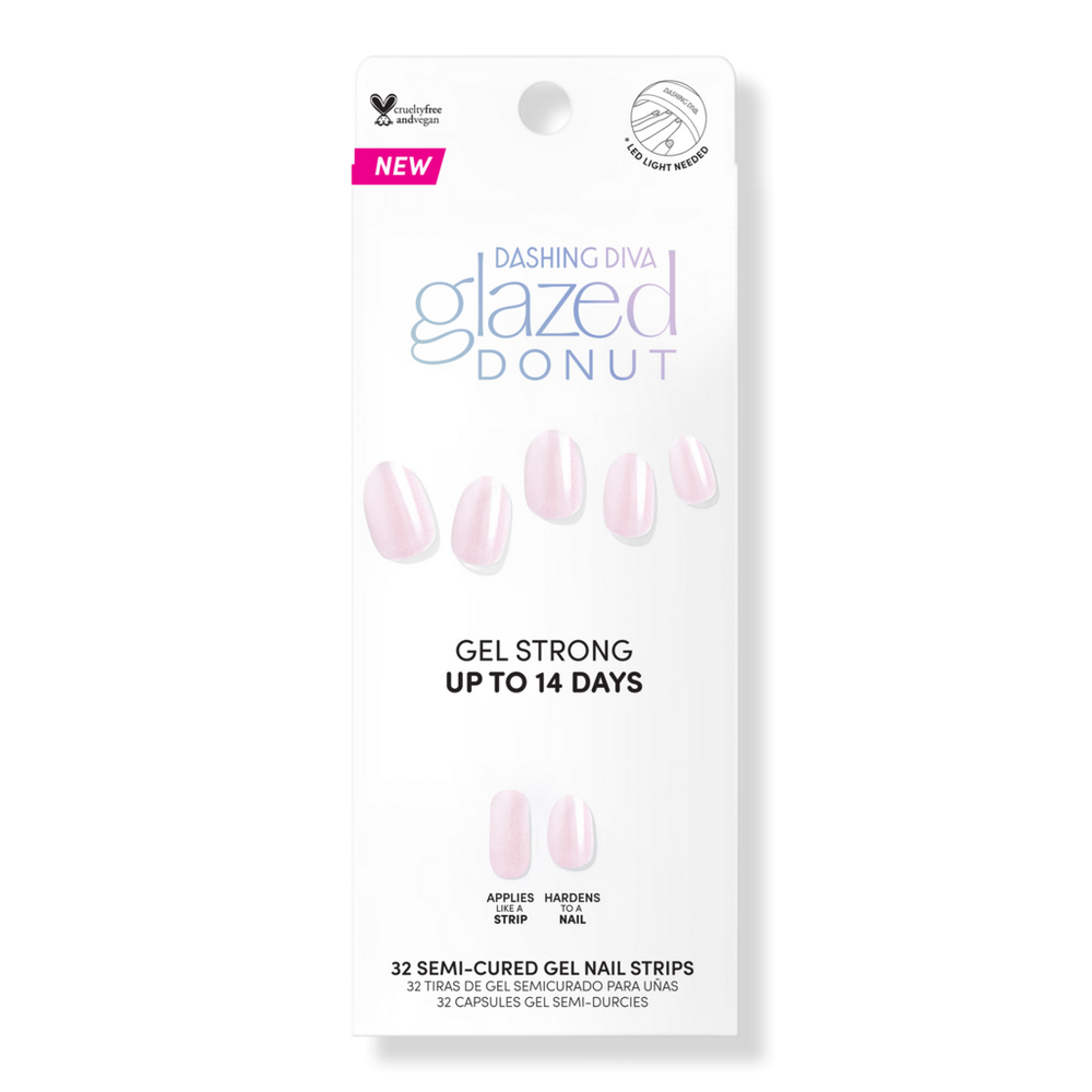 Dashing Diva Glazed Donut Semi Cured Gel Nail Strips - Strawberry In Red
