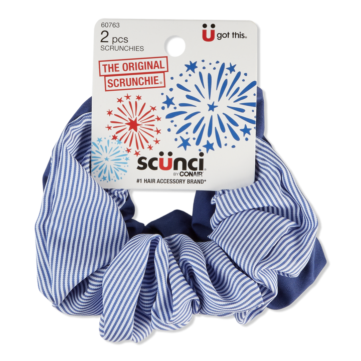 Scünci Americana Blue Striped & Solid Scrunchies #1