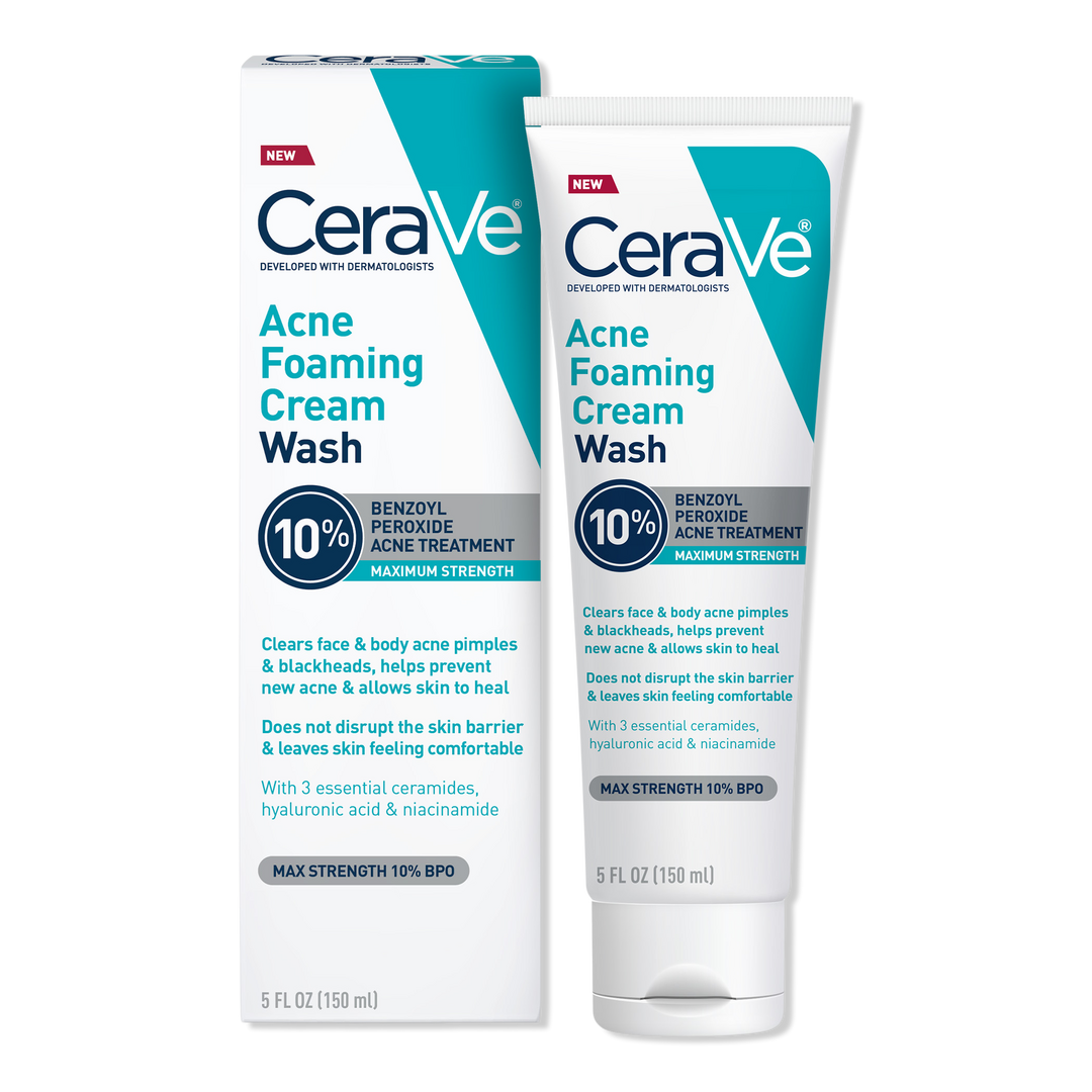 CeraVe Maximum Strength Acne Foaming Cream Wash with 10% BPO for Face & Body #1