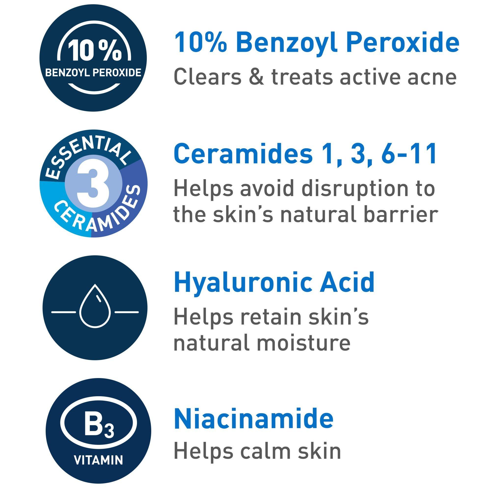 Acne Foaming Cream Wash BPO 10% for Face & Body - CeraVe