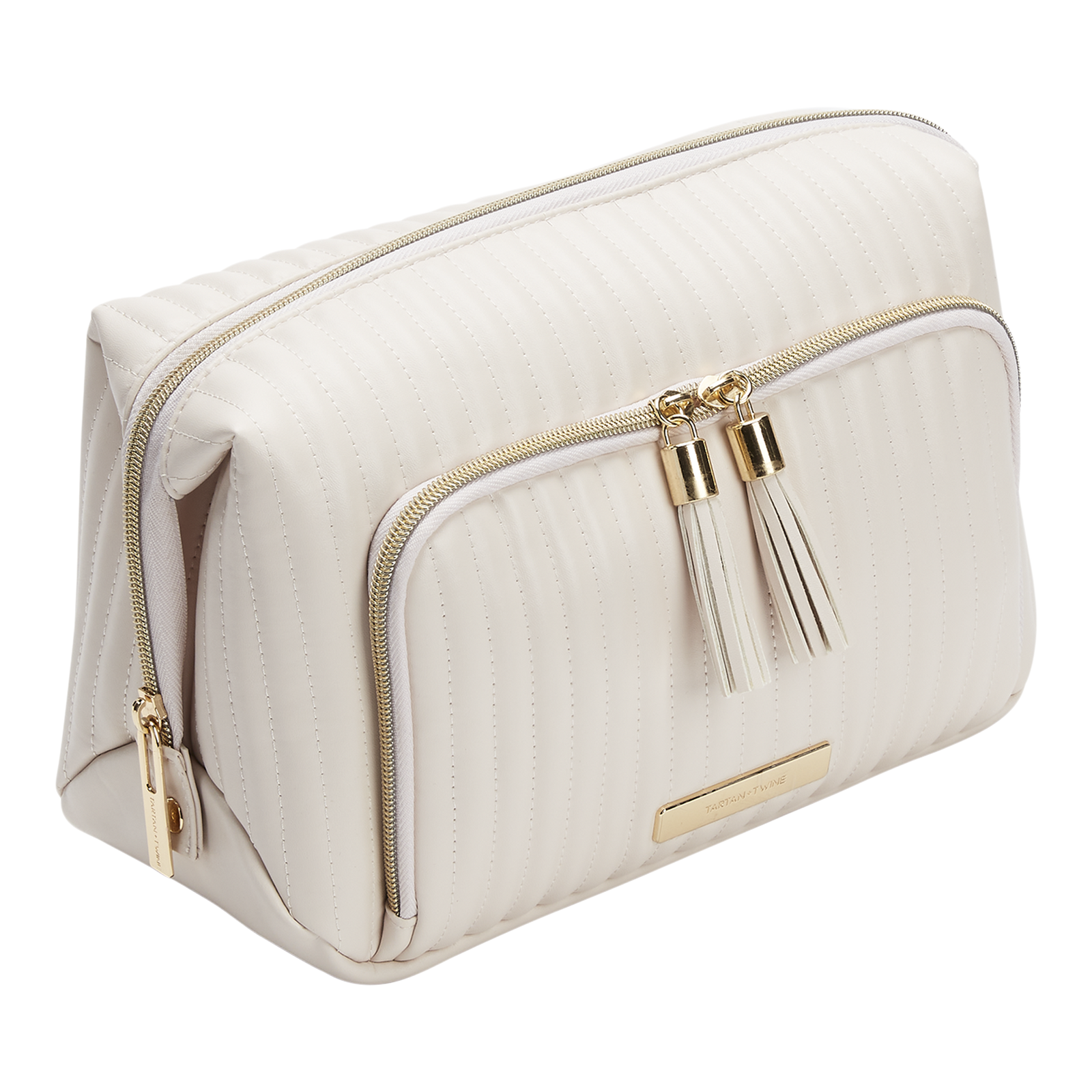 Vertical Quilted Double-Zip Toiletry Bag