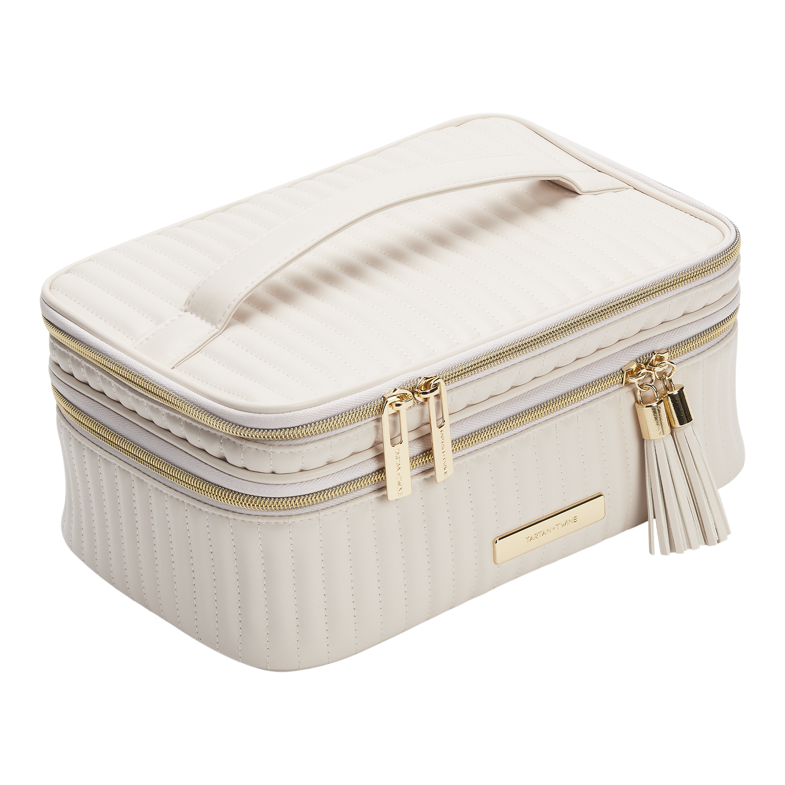 Vertical Quilted Train Case With Mirror