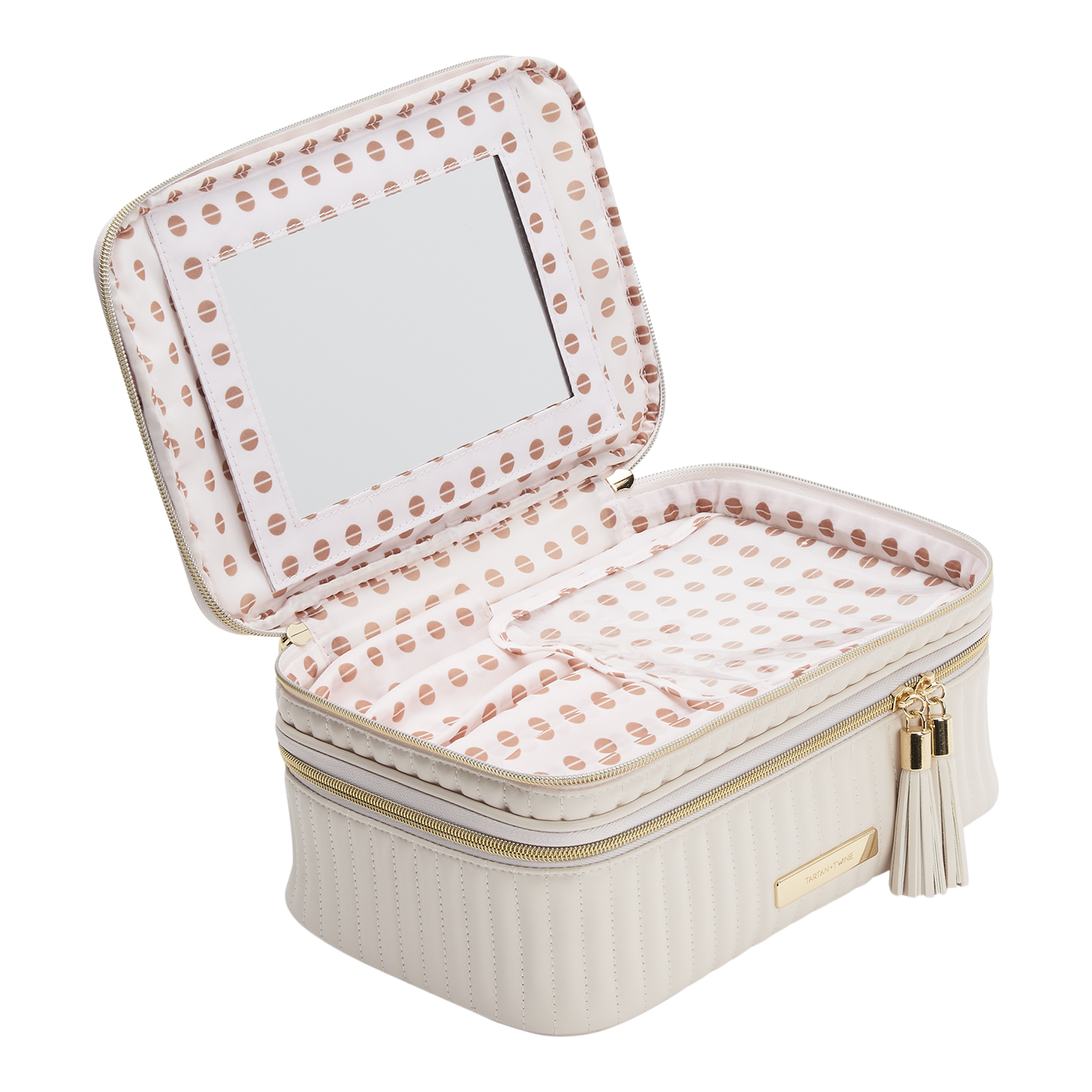 Vertical Quilted Train Case With Mirror