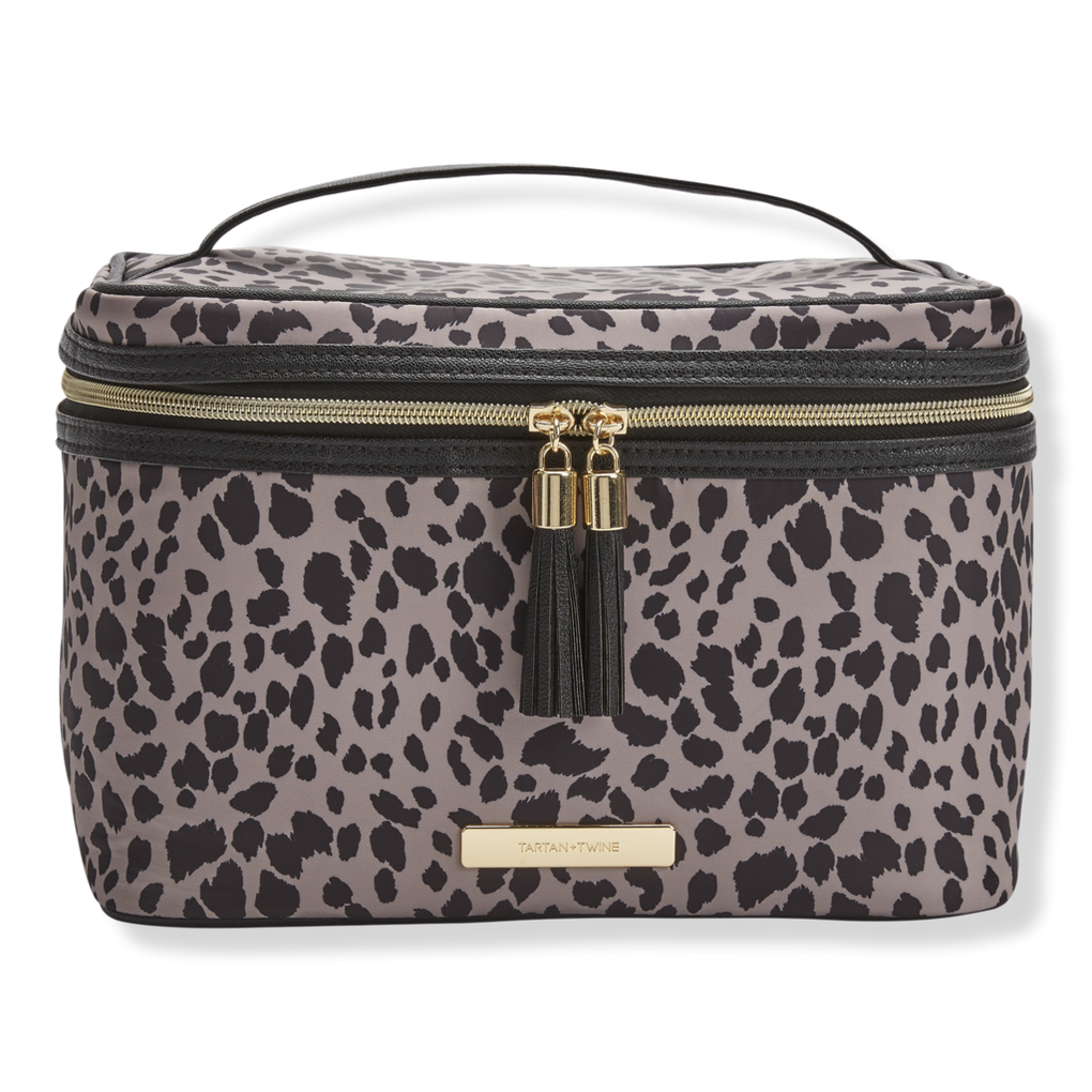 VICTORIA'S SECRET Leopard Black Travel Cosmetic Bag Case Makeup Pouch 2  Piece