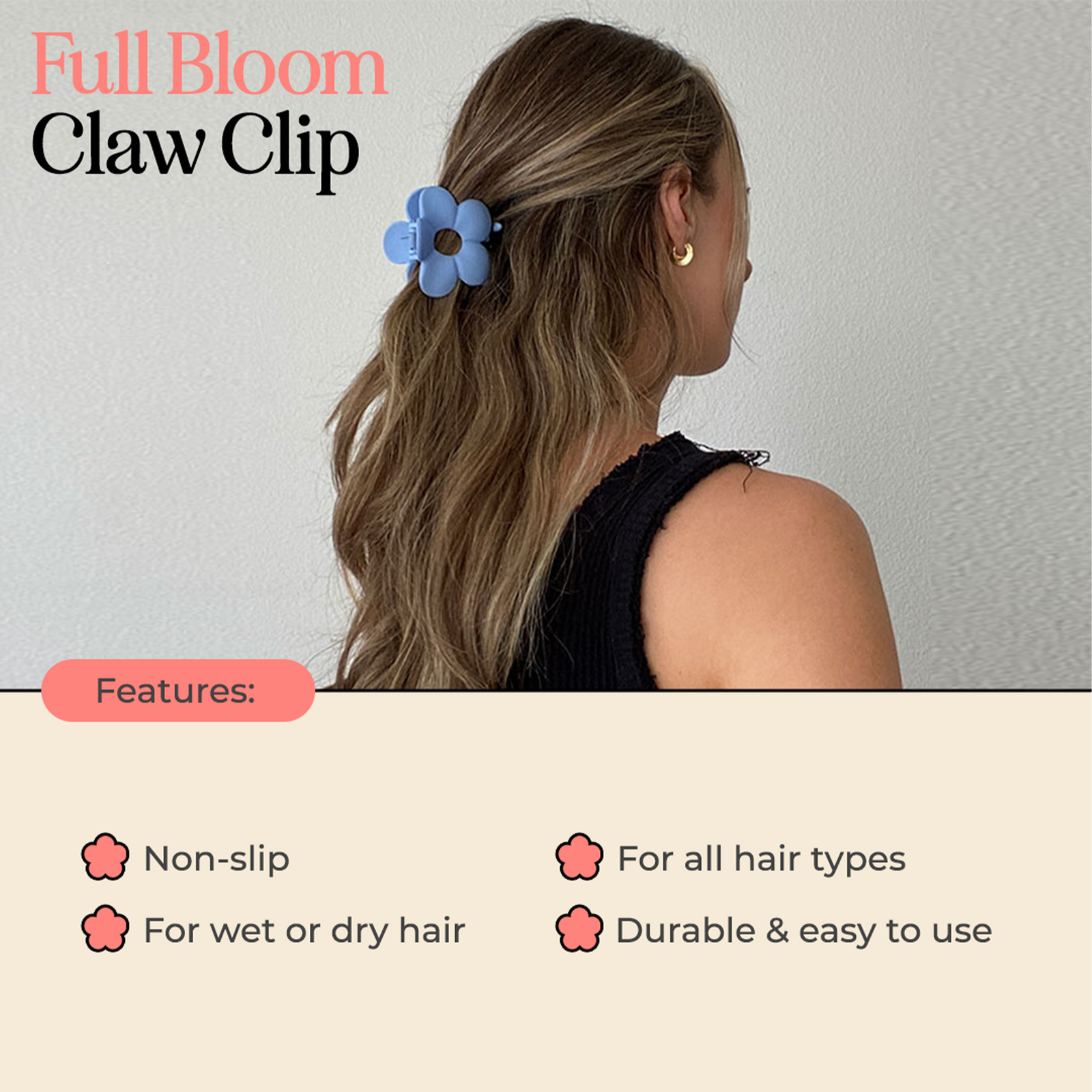 Full Bloom Claw Clip - Aqua
