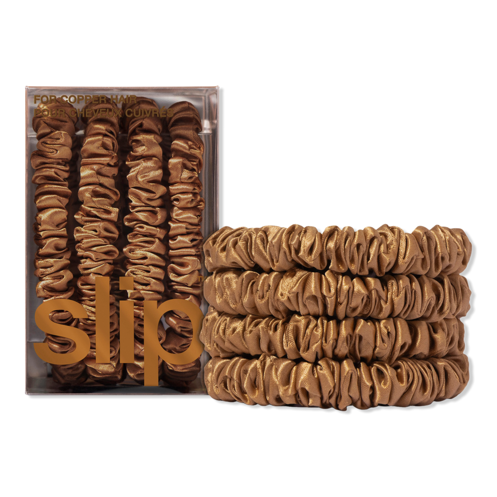 Slip Pure Silk Skinny Scrunchies - Copper In Brown