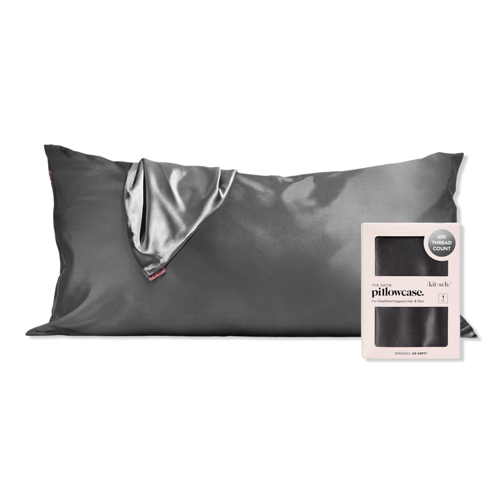 Kitsch Satin King Pillowcase - Charcoal In Gray