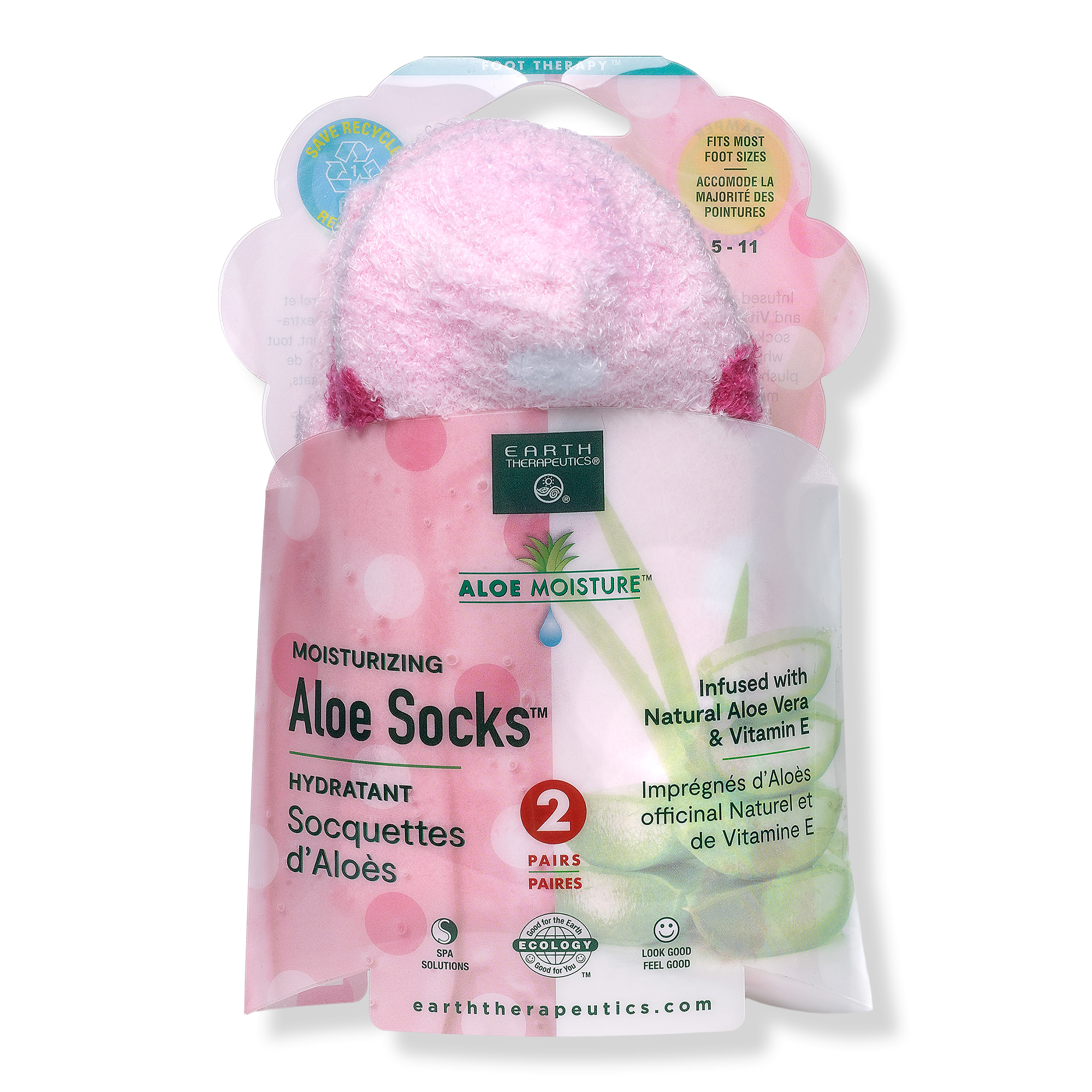 Earth Therapeutics Pink Aloe Moisture Socks #1