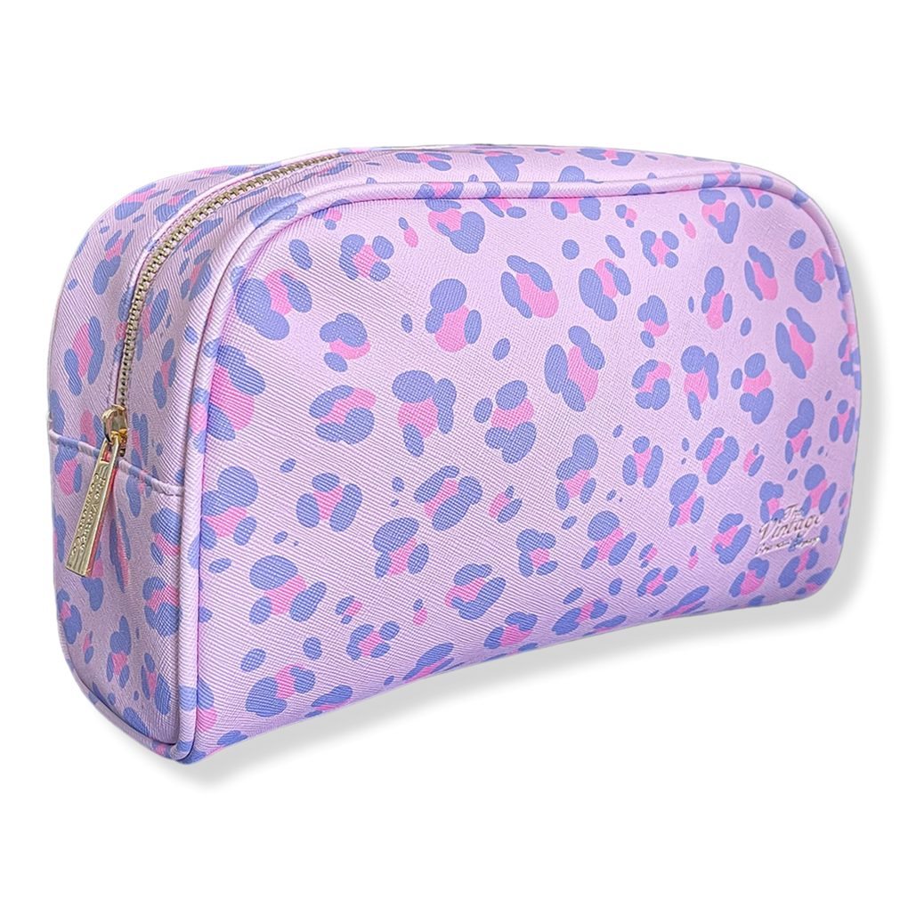 The Vintage Cosmetic Company Lilac Leopard Print Make-Up Bag