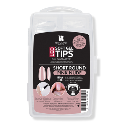 Red Carpet Manicure Soft Gel Short Round Pink Nude Nail Tips