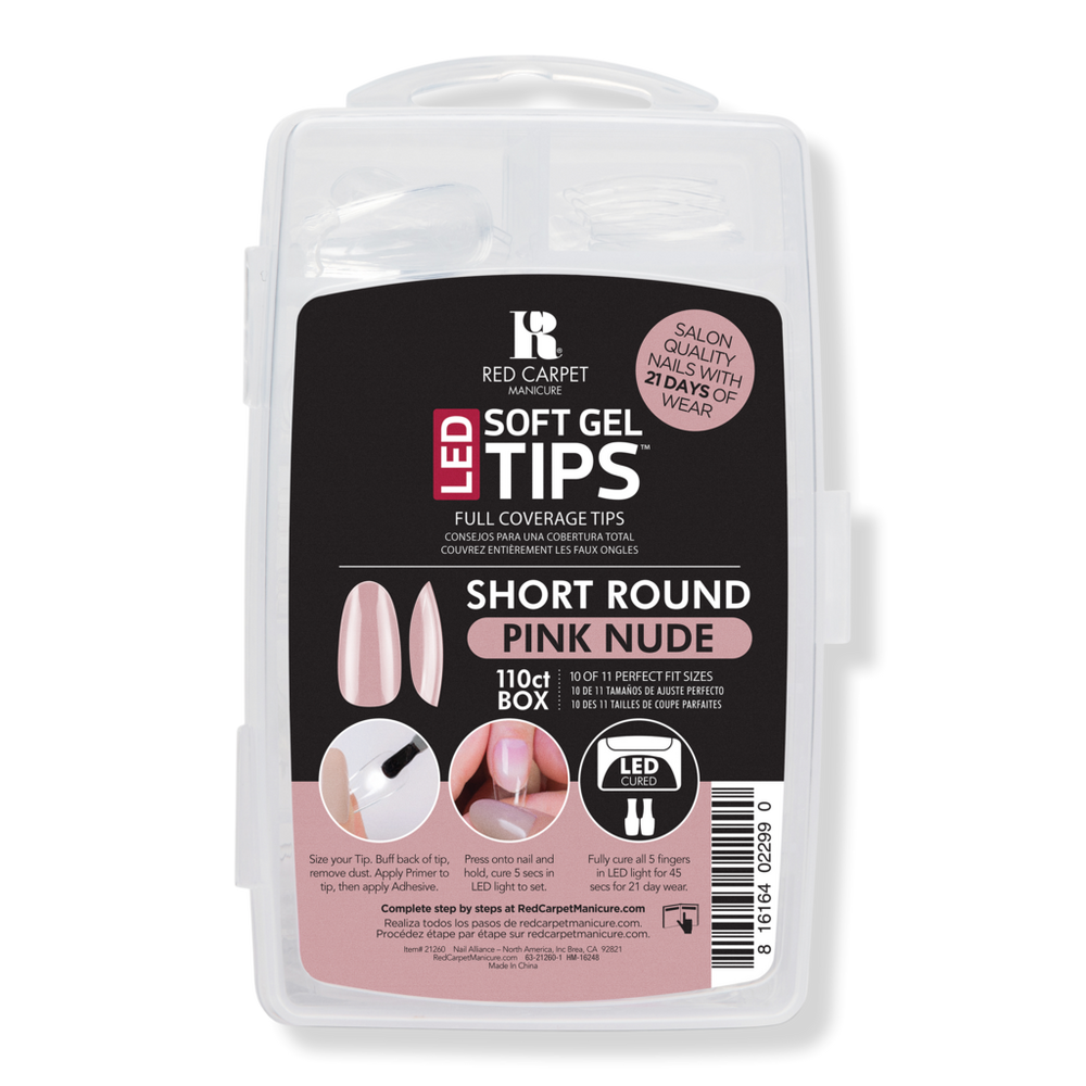 Red Carpet Manicure Soft Gel Short Round Pink Nude Nail Tips