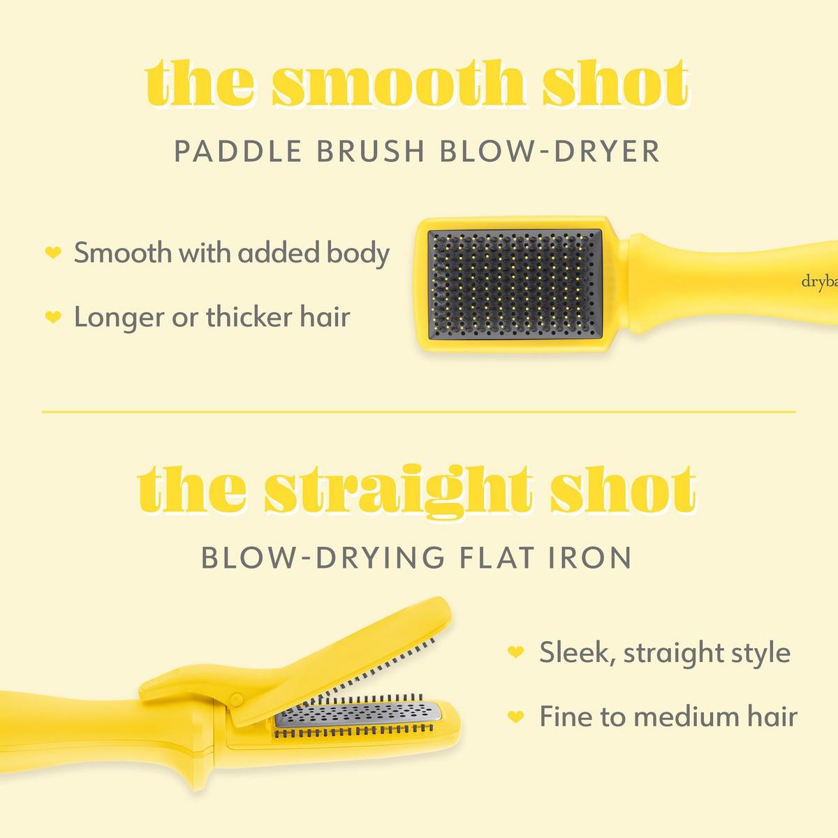 The Smooth Shot Paddle Brush Blow Dryer for Shiny Frizz Free Blowouts in Less Time Drybar