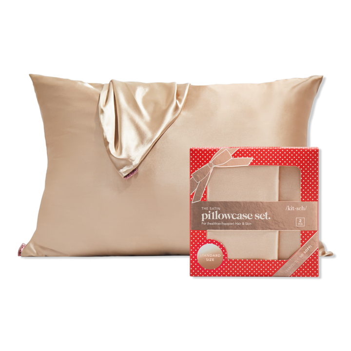 Kitsch Limited Edition Holiday Champagne Satin Standard Pillowcase Set #1
