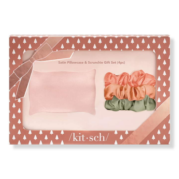 Kitsch Holiday Satin 4 Piece Pillowcase & Scrunchie Gift Set #1