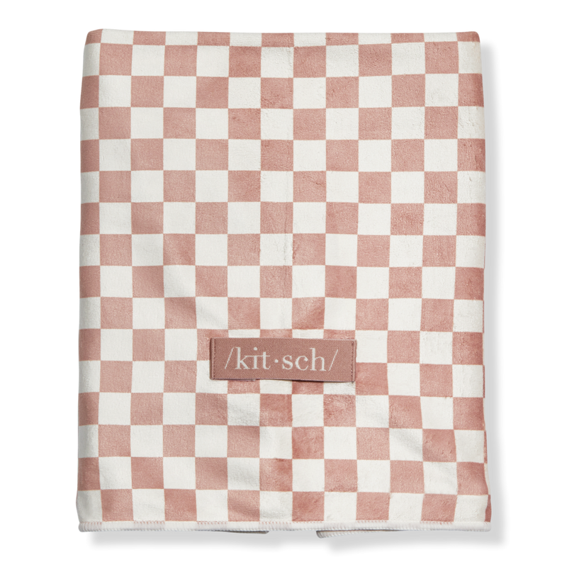 Kitsch - Terracotta Checker Extra Large Quick-Dry Hair Towel
