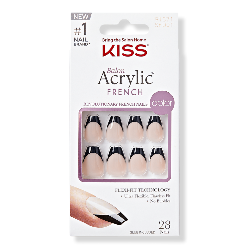 Kiss Salon Acrylic French Color Press On Nails - Flame In Orange