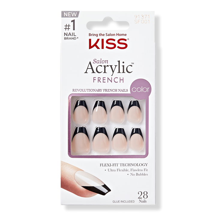 Kiss Salon Acrylic French Color Press On Nails #1