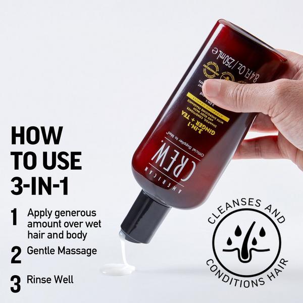 American Crew 3-in-1 Ginger + Tea Shampoo, Conditioner and Body Wash #5