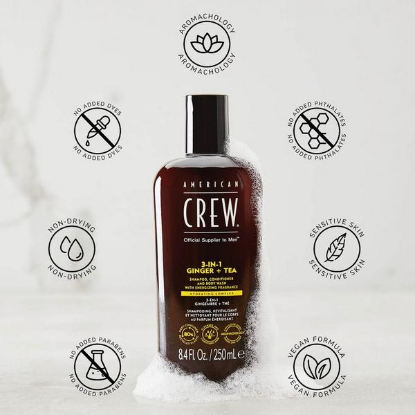 American Crew 3-in-1 Ginger + Tea Shampoo, Conditioner and Body Wash #7