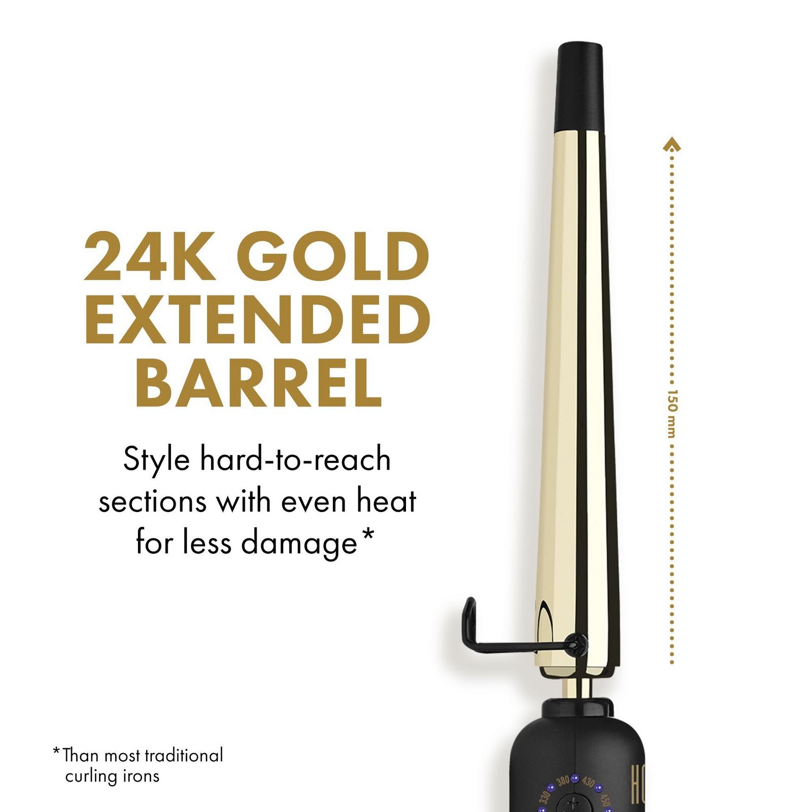 Pro Artist 24K Gold Extended Barrel Tapered Curling Wand