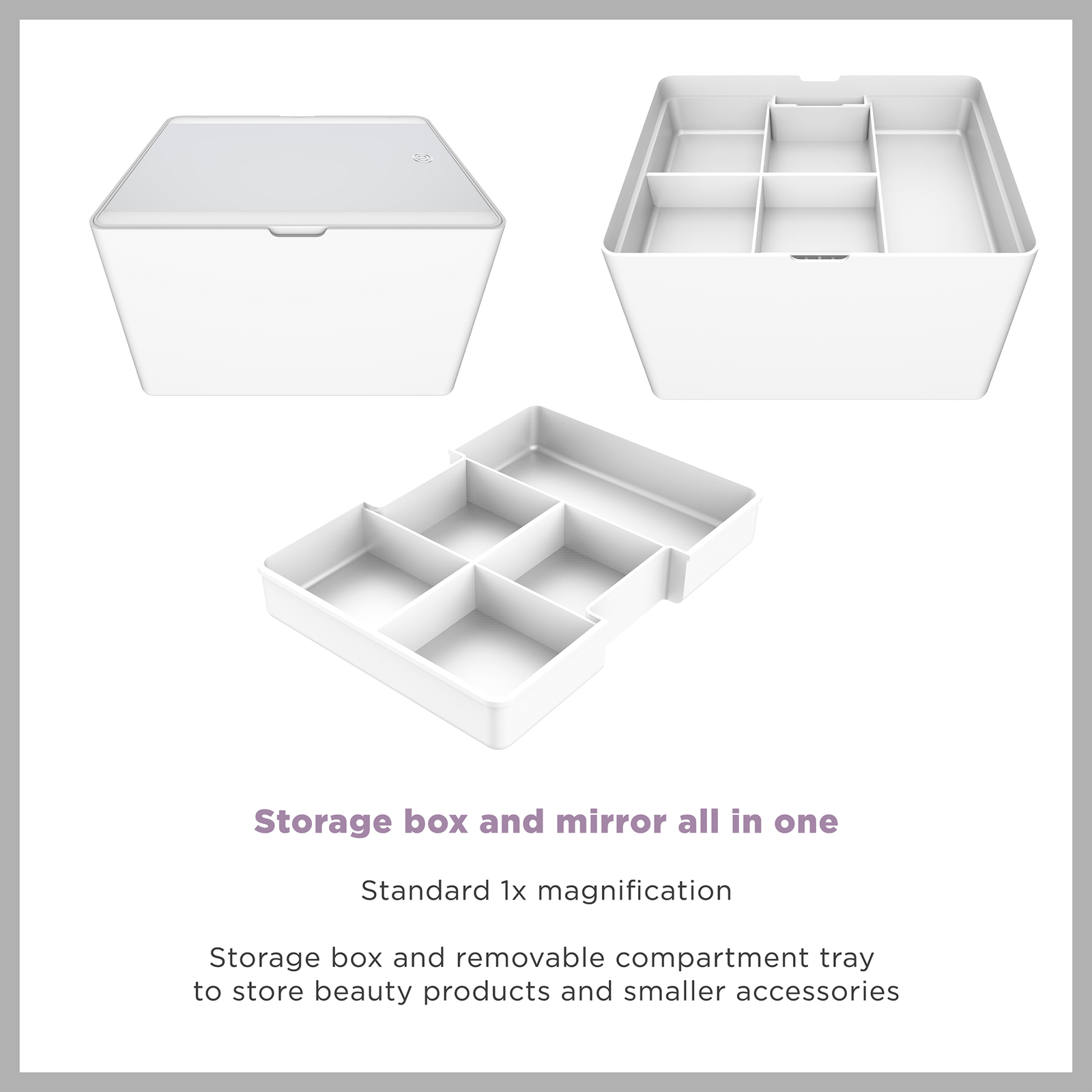 LED-Lighted Mirror with Storage Box