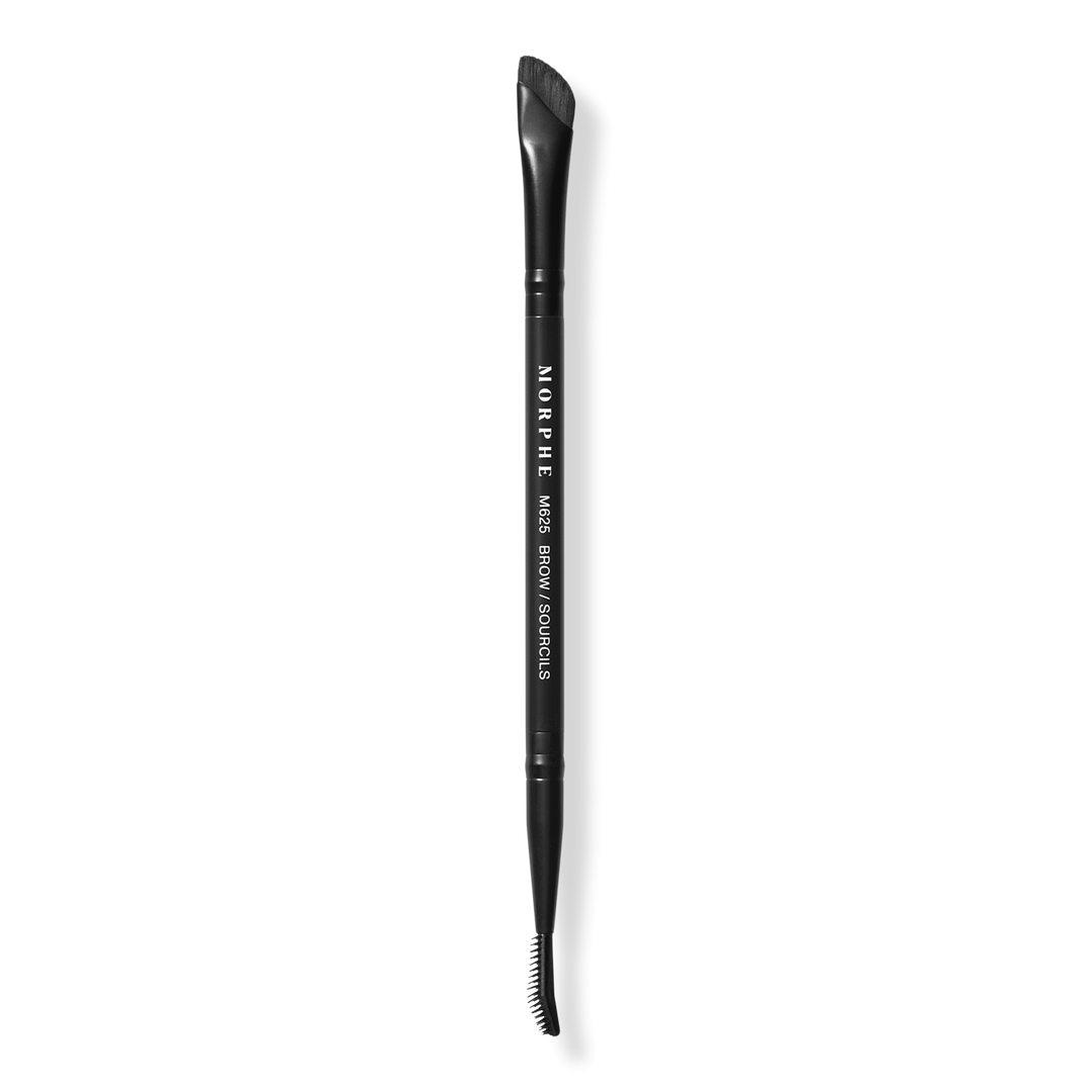 A dual ended eyebrow makeup brush
